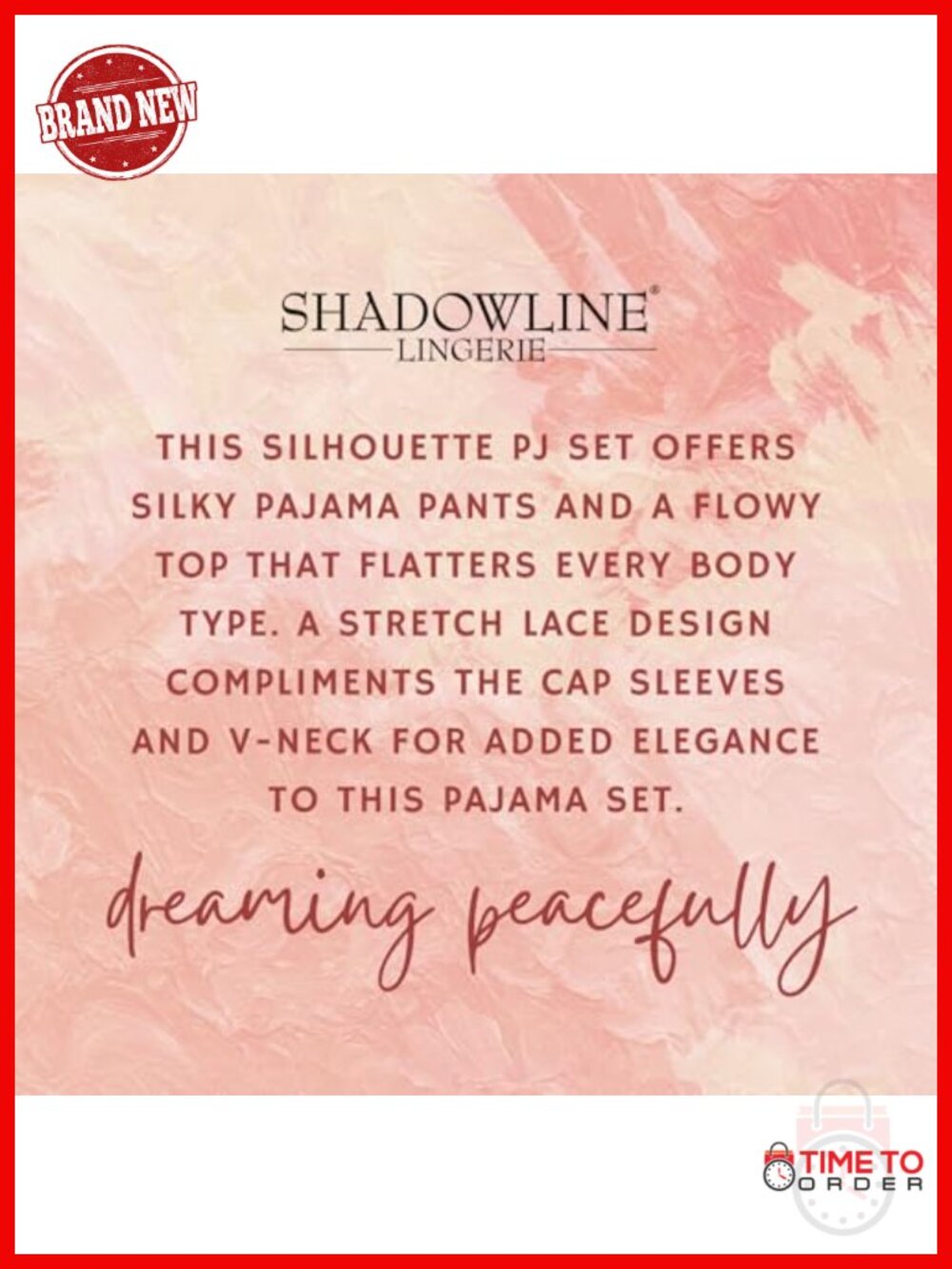 Shadowline Lace Cap Sleeve Pajama Set 100% Nylon Satintrique Tricot Sleepwear - Picture 6 of 6
